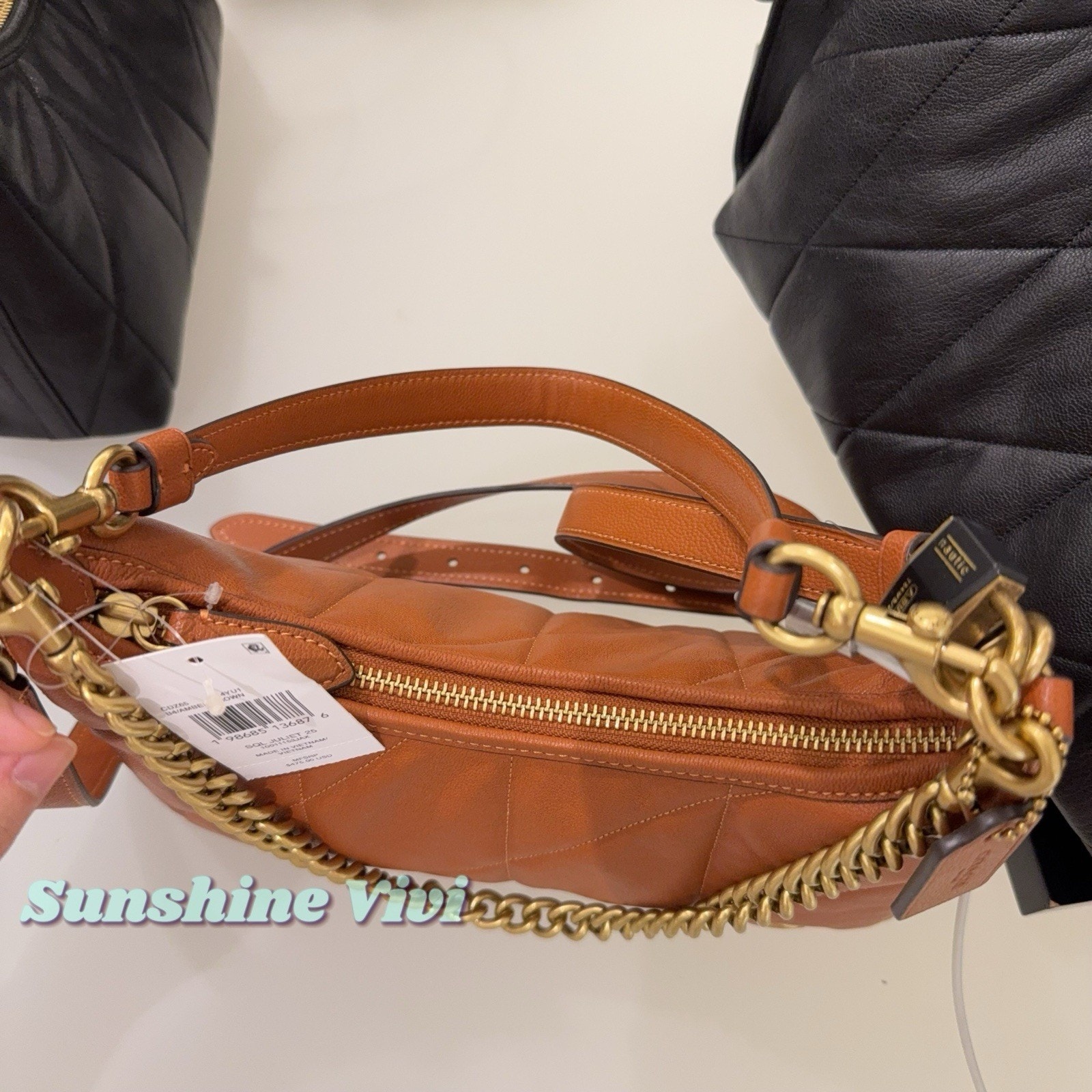 Nwt Coach Juliet Shoulder Bag 25 Quilting Smooth Leather Cdz65 Amber Brown — image 2 of 8